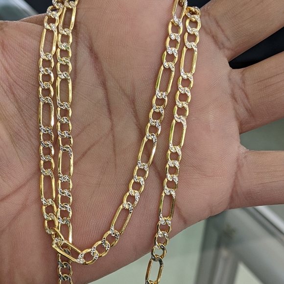 10kt Real Gold Figaro Diamond Cut Chain 5mm 26 inch